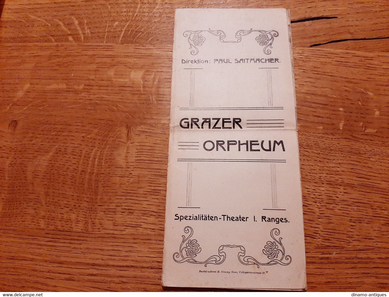 1903 Austria Grazer Orpheum Graz Opera Programm Cirkus VarietteTeater Programmer Cornel Kawann - Theatre, Fancy Dresses & Costumes