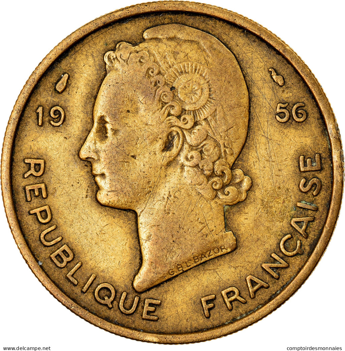 Monnaie, French West Africa, 25 Francs, 1956, TTB, Aluminum-Bronze, KM:7 - Elfenbeinküste