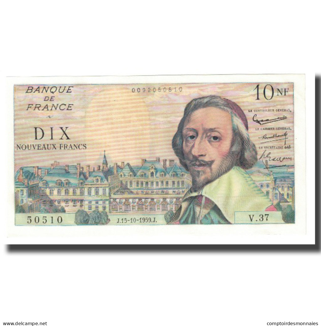 France, 10 Nouveaux Francs, 1959, G.Gouin D'Ambrières-P.Gargam-R.Tondu - 10 NF 1959-1963 ''Richelieu''