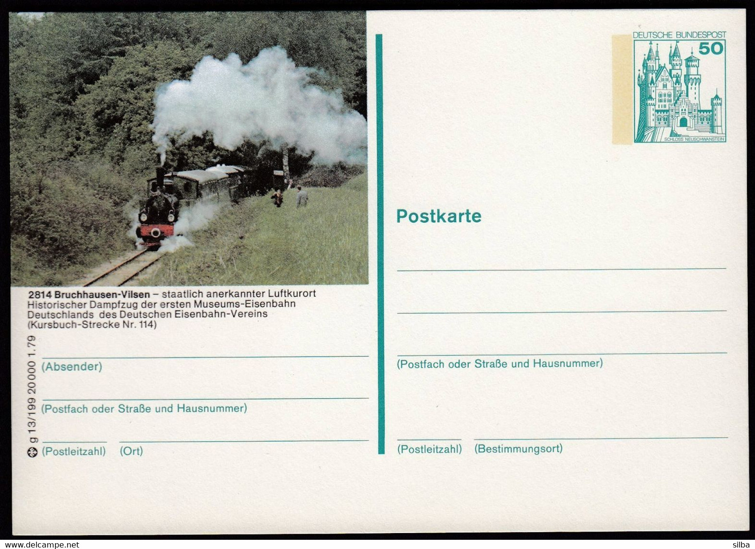 Germany / Bruchhausen - Vilsen, Locomotive, Train, Railway / Postkarte / Postal Stationery / 50 Pf - Trains