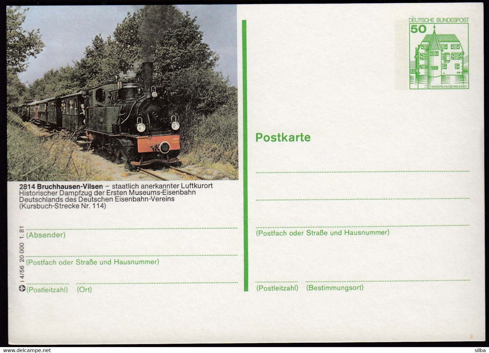 Germany / Bruchhausen - Vilsen, Locomotive, Train, Railway / Postkarte / Postal Stationery / 50 Pf - Trains