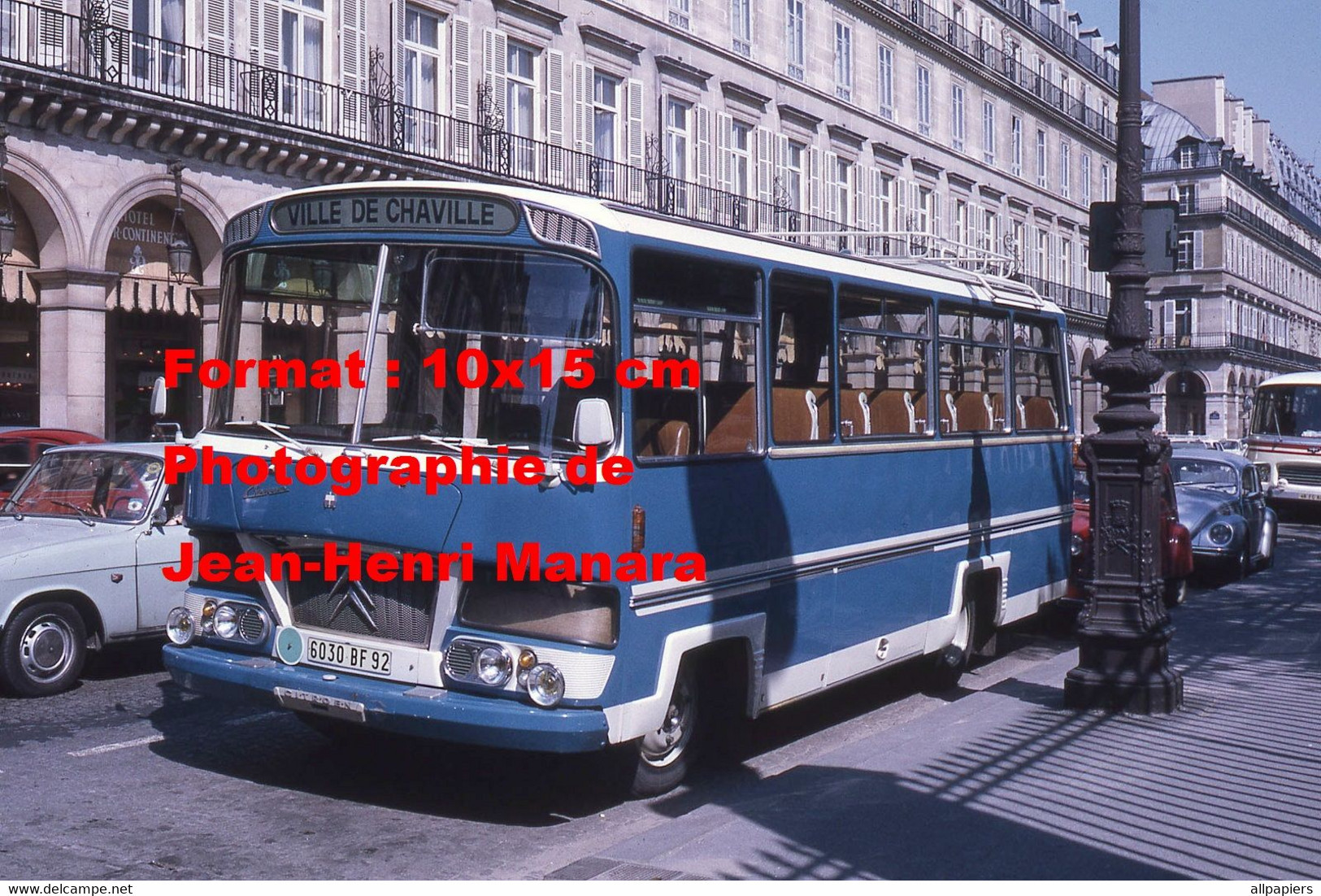 Reproduction Photographie D'un Bus Citroen Ville De Chaville à Paris En 1974 - Sonstige & Ohne Zuordnung