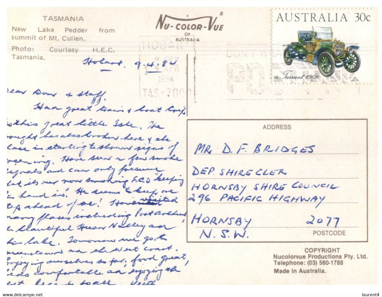 (W11) Australia - TAS - Lake Pedder (with Stamp) Posted In 1984 - Wilderness