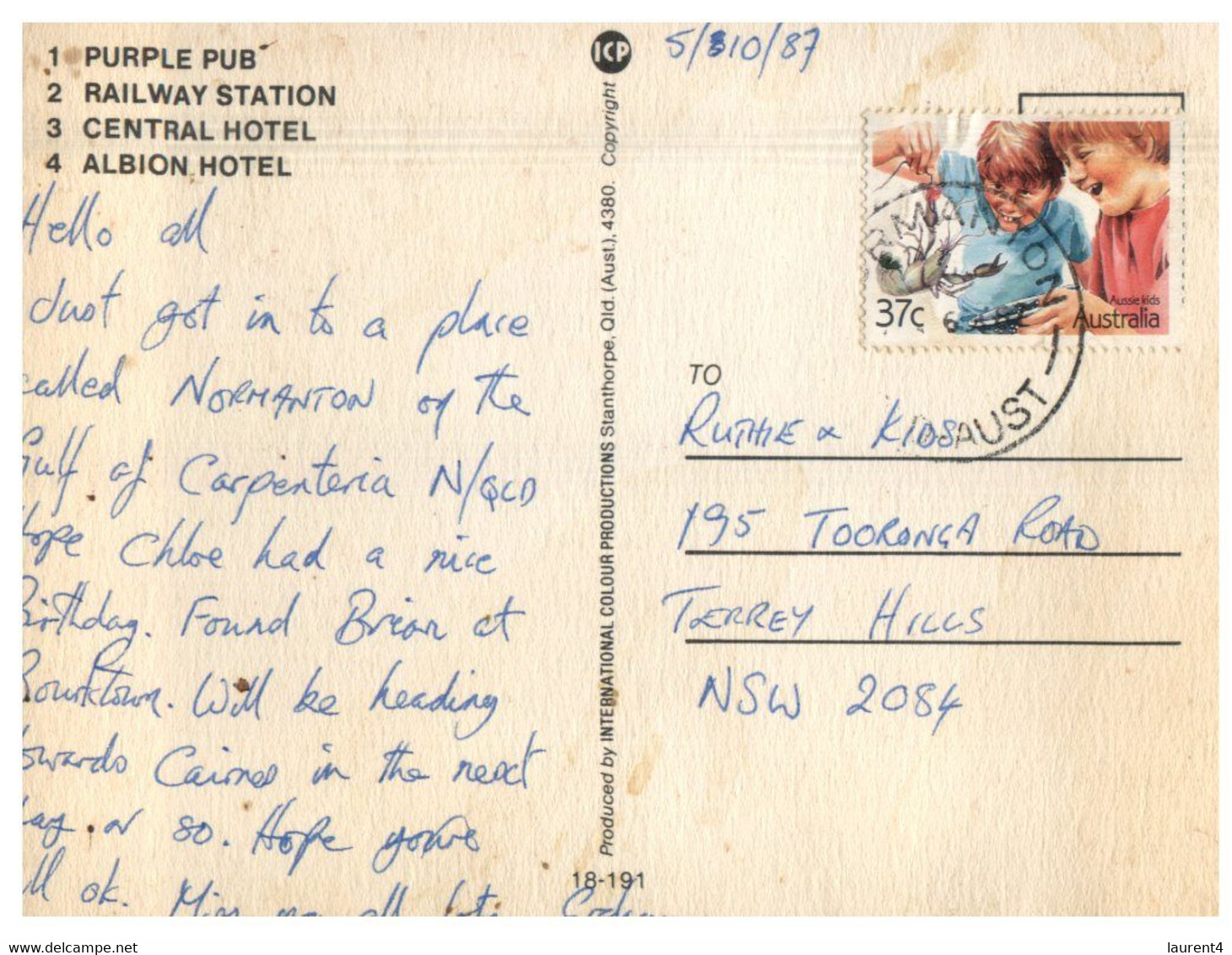 (W11) Australia - QLD - Normanton (with Stamp) 18-191 Posrted In 1987 - Far North Queensland