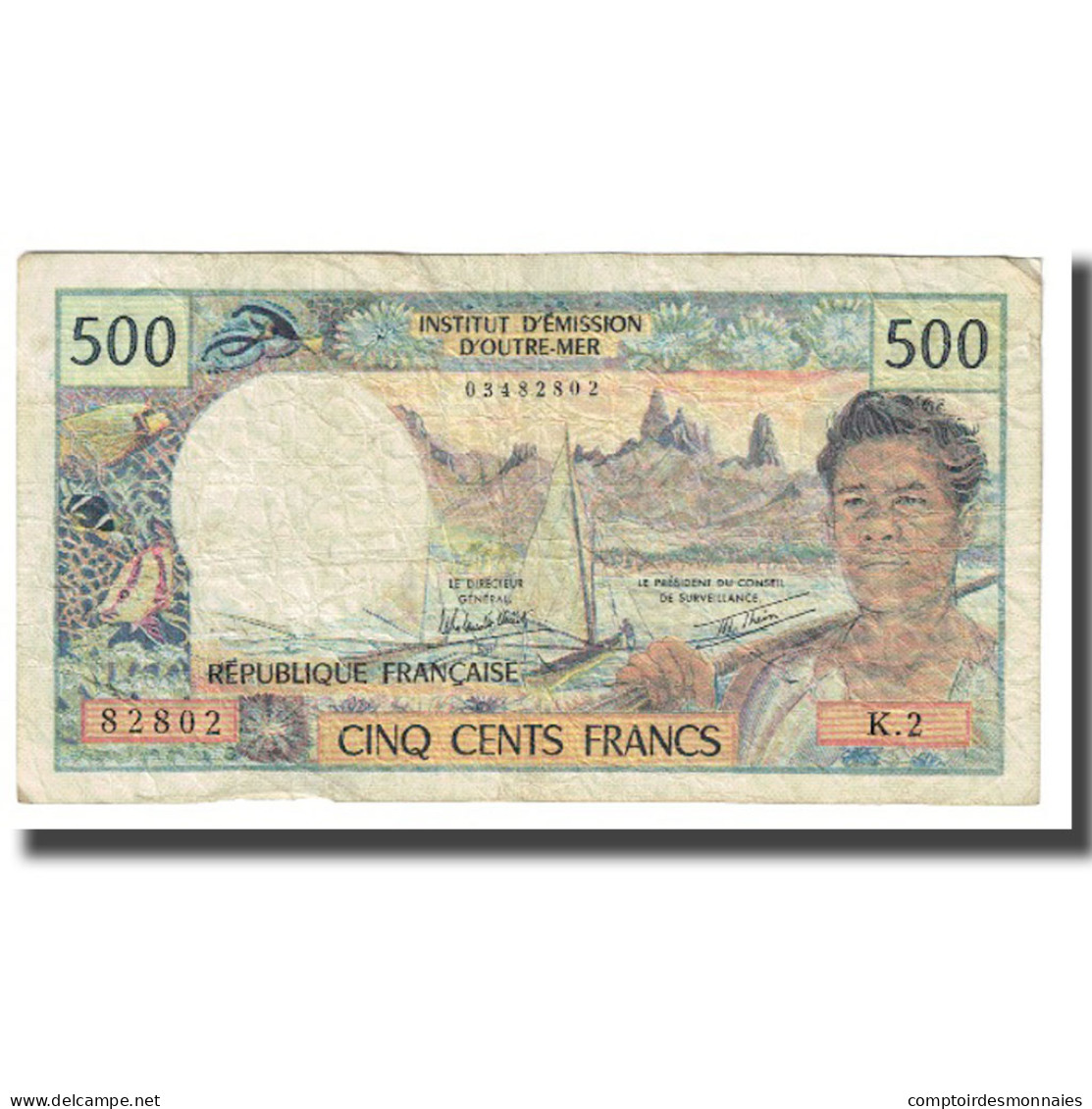 Billet, Tahiti, 500 Francs, KM:25b2, TB - Papeete (French Polynesia 1914-1985)