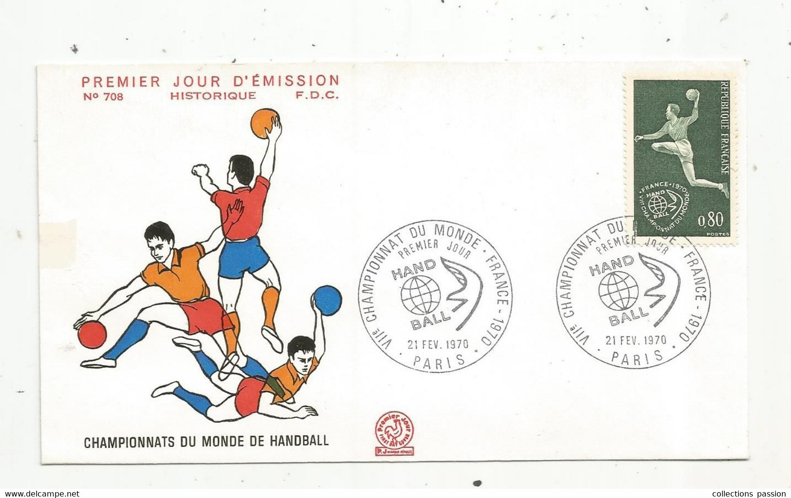 FDC , Premier Jour , Championnat Du Monde De HANDBALL , PARIS , 1970 , Frais Fr 1.45 E - 1970-1979