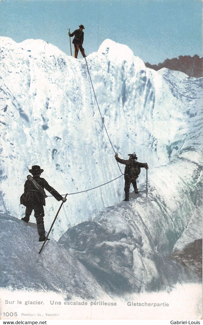 Sur Le Glacier Une Escalade Périlleuse Gletscherpartie - Alpinistes -  Bergsteiger - Gsteig Bei Gstaad