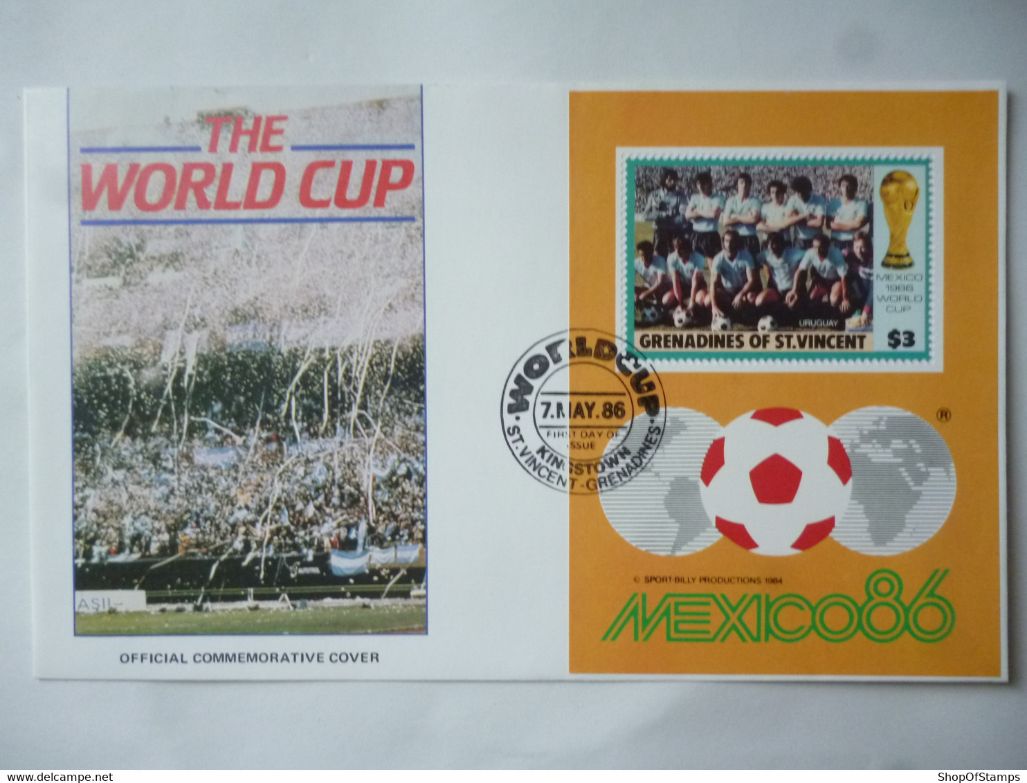 GRENADINES OF ST VINCENT 1986 MEXICO FOOTBALL WORLD CUP FDC COVER With MS - Ploufragan