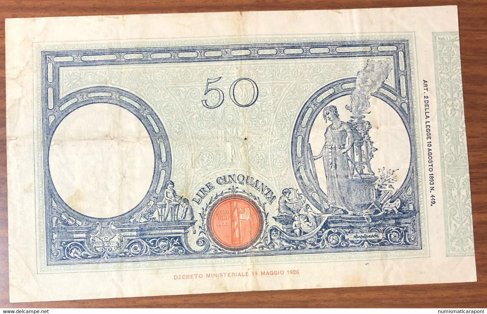 50 Lire Matrice Fascio 17 02 1930 Q.bb Naturale Forellino Centrale Ma Bella Carta  LOTTO 1761 - 50 Liras