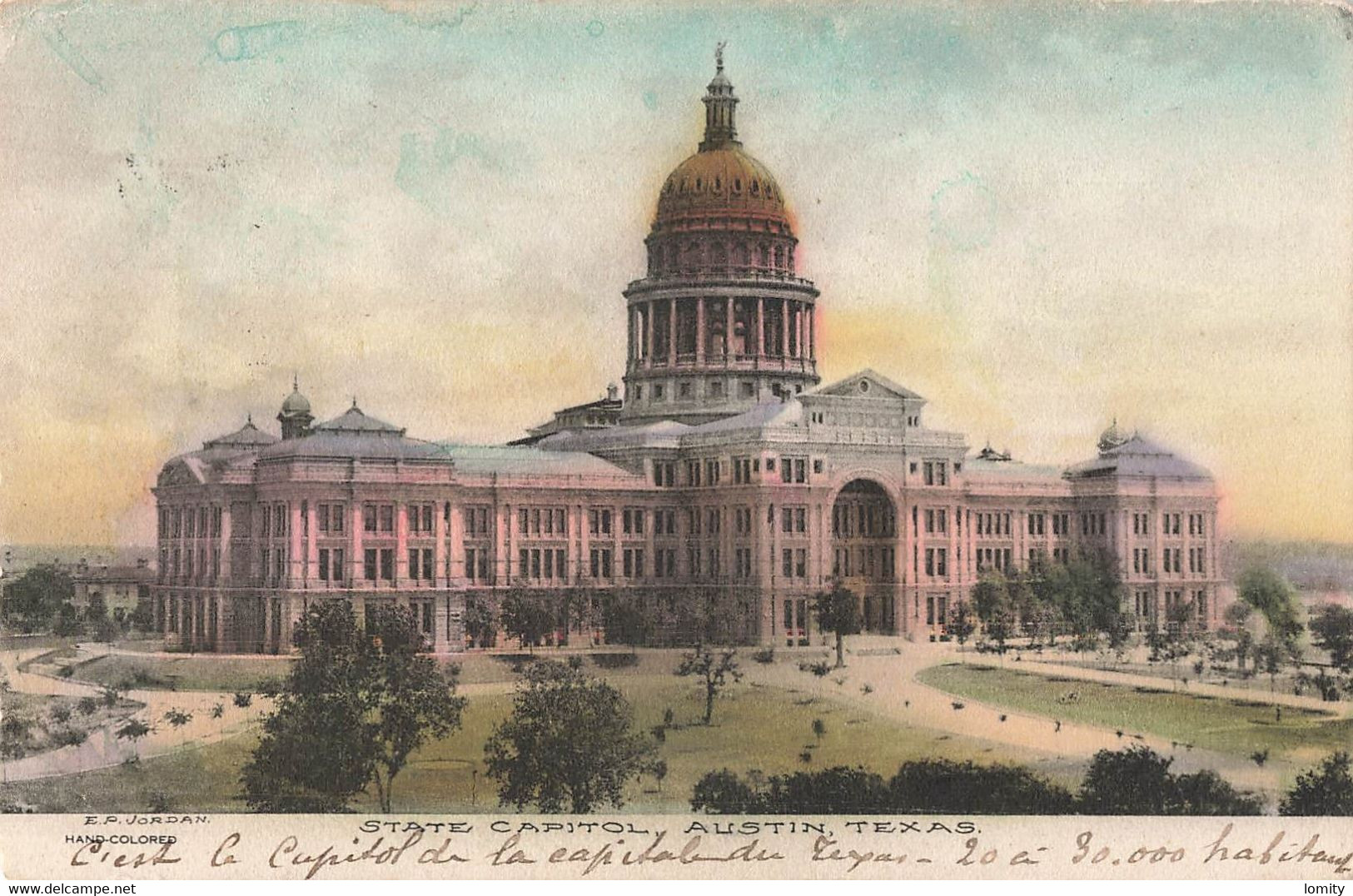 USA Austin Texas State Capitol + Timbre Cachet Arrivée Bryan - Austin