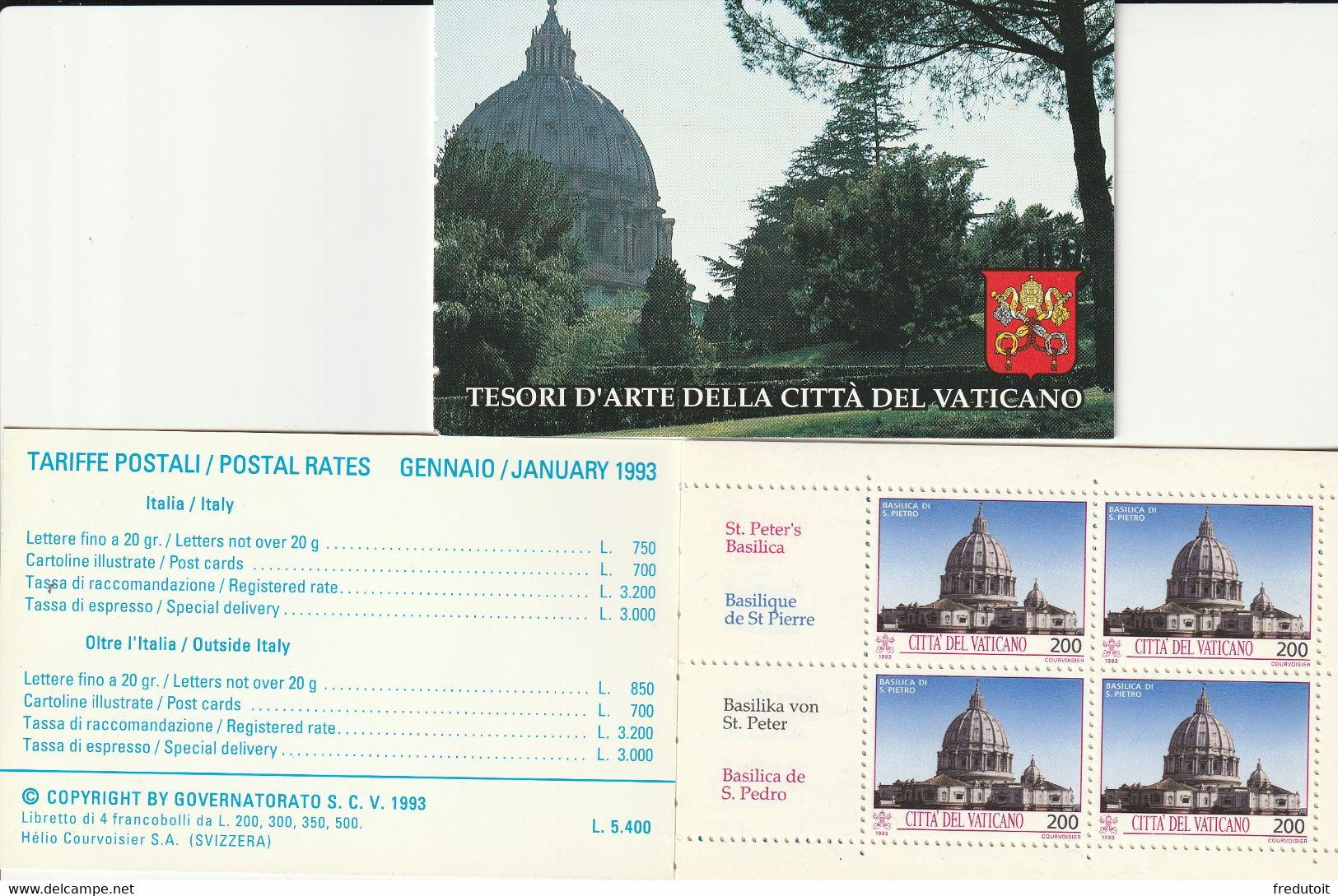 VATICAN - CARNET N°C942 ** (1993) - Libretti