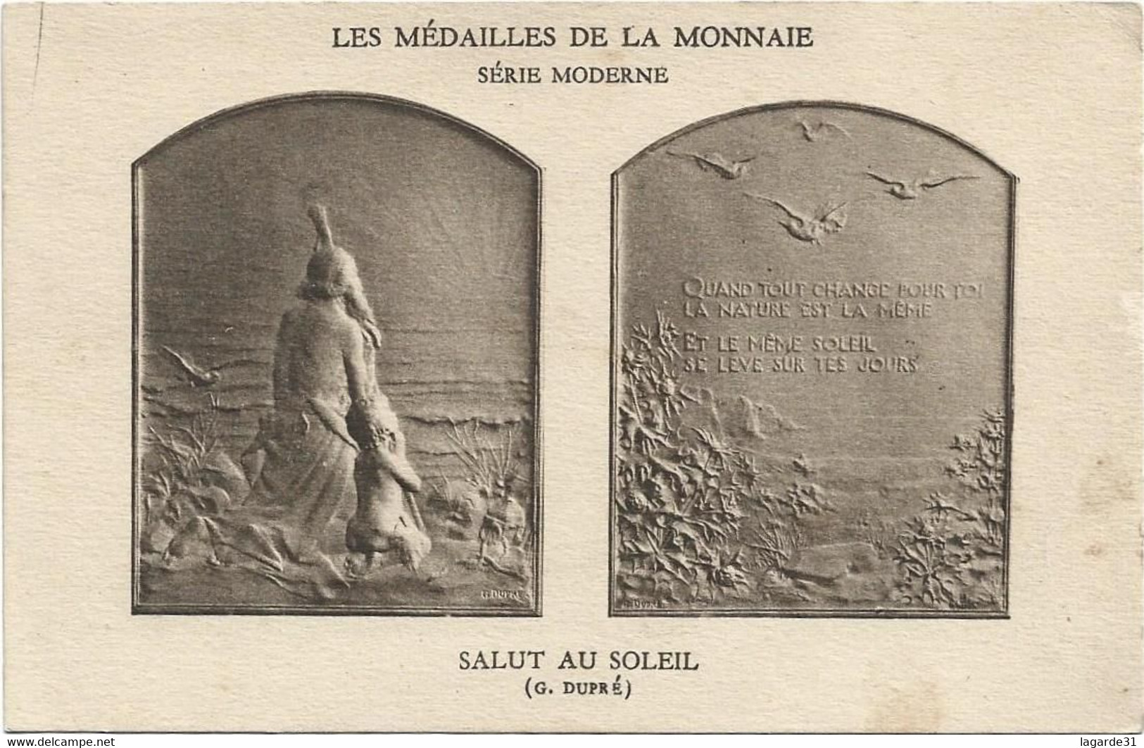 Carte Les Médailles De La Monnaie - Série Moderne Salut Au Soleil - Monedas (representaciones)