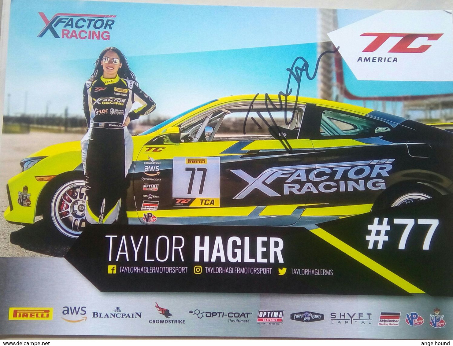 Taylor Hagler ( American Race Car Driver) - Handtekening