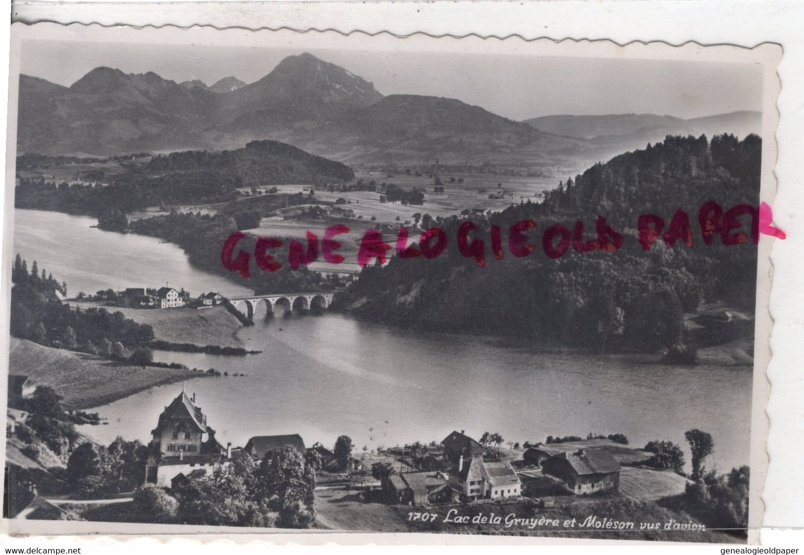 SUISSE - LAC DE GRUYERE ET MOLESON VUE D' AVION- EDITEUR PHOTO AEROPORT LAUSANNE PERROCHET - CARTE PHOTO - Port