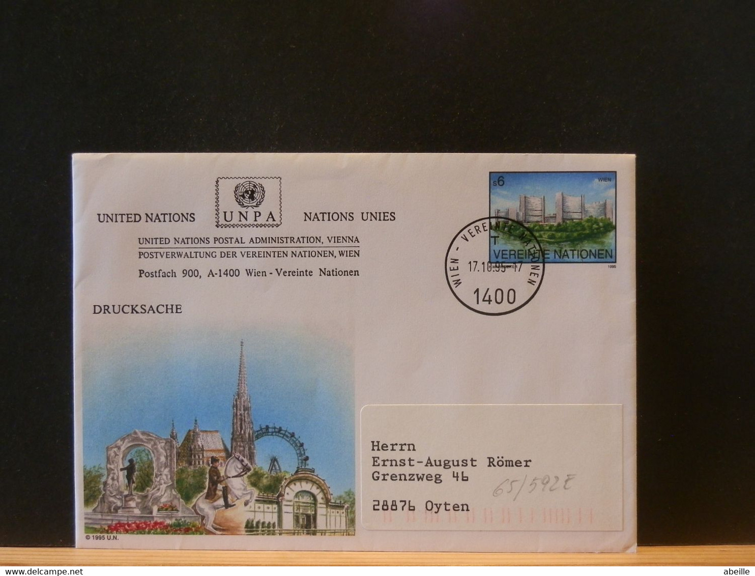 65/592D ENVELOPPE  U.N. 1995 WIEN - Lettres & Documents