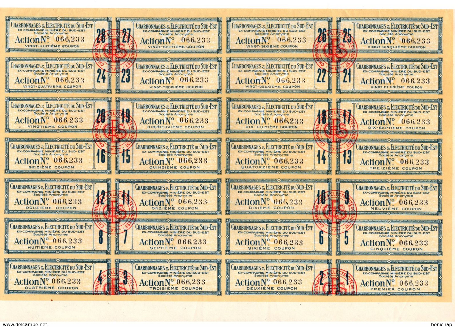 Action De 100 Frcs Au Porteur - Charbonnages & Electricité Du Sud-Est - Cie Minière Du Sud-Est - Paris 1917. - Elektrizität & Gas