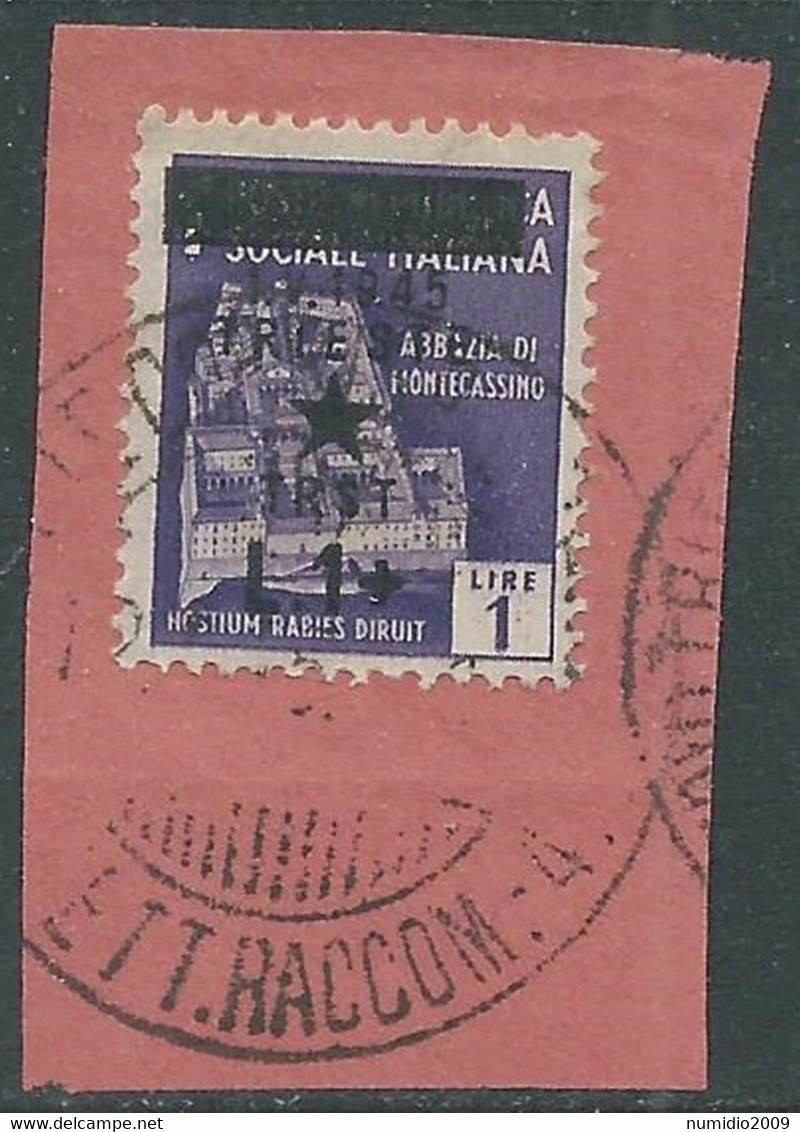 1945 OCCUPAZIONE JUGOSLAVA TRIESTE USATO 1 LIRA SU 1 LIRA - RD8 - Joegoslavische Bez.: Trieste