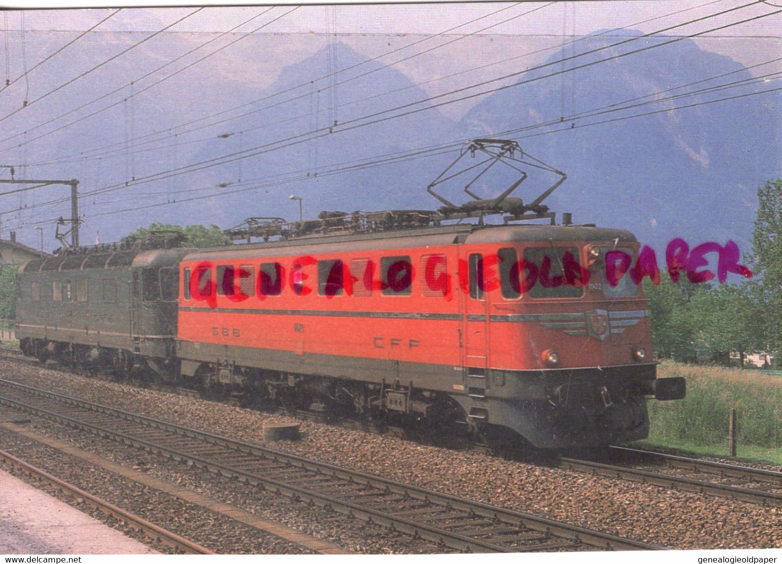 SUISSE - URI- SUR LA LIGNE DU GOTHARD A SISIKON  UNE Ae 6/6 ROUGE ET UNE Re 6/6 A VIDE A ERSTFELD-PHOTO ANDRE PAPAZIAN - Erstfeld