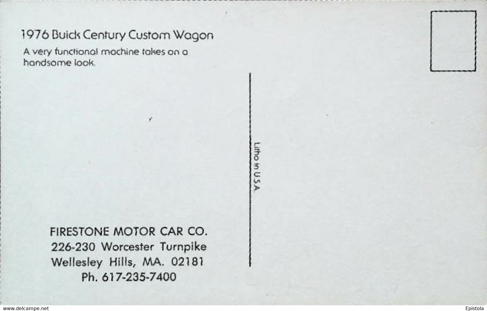 ► BUICK Custom Wagon & RODEO 1976  -  MOTOR CAR Wellesley Hills Ma. (Litho.U.S.A) - American Roadside