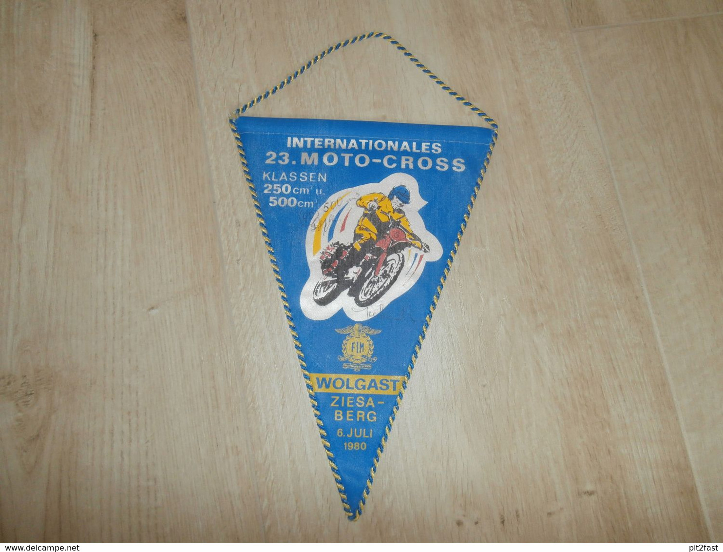 Moto Cross Wolgast 6.07.1980 , Wimpel Mit Autogrammen , Motocross !!! - Motos