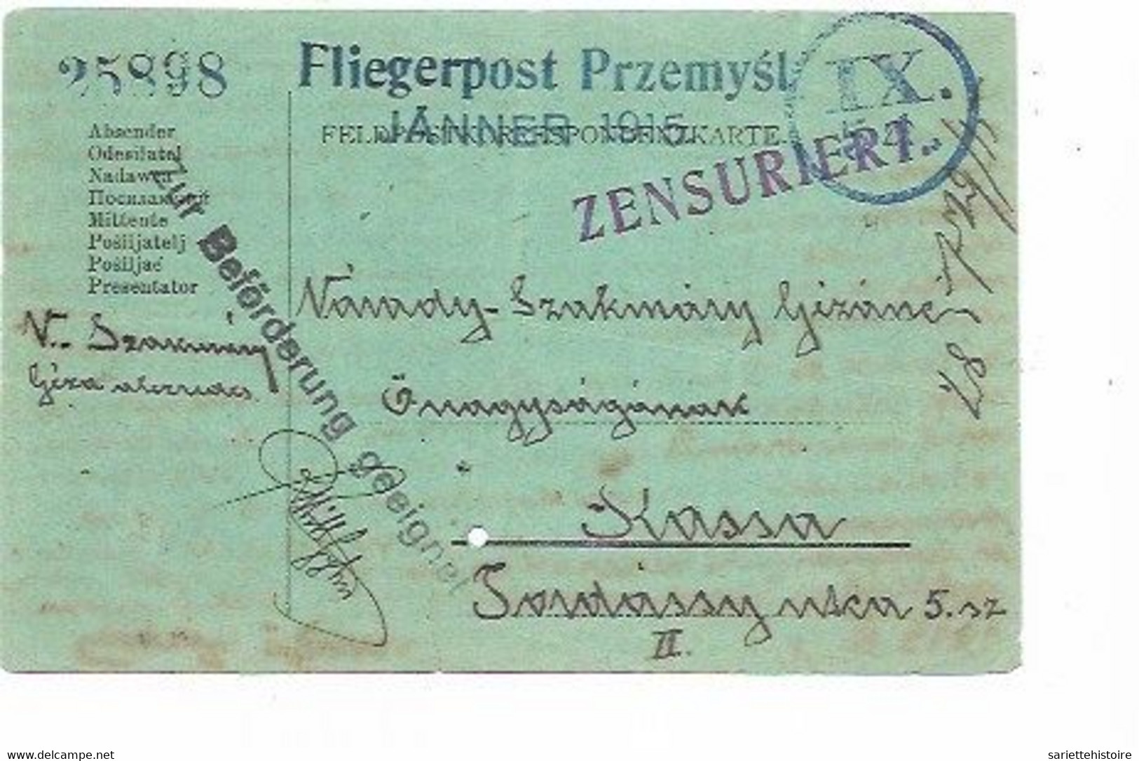 SH 0706. SIEGE De PRZEMYSL. POSTE AERIENNE. CP Du 1.III.1915. Censure Avec Marque IX/51.(petits Défauts) - Cartas & Documentos