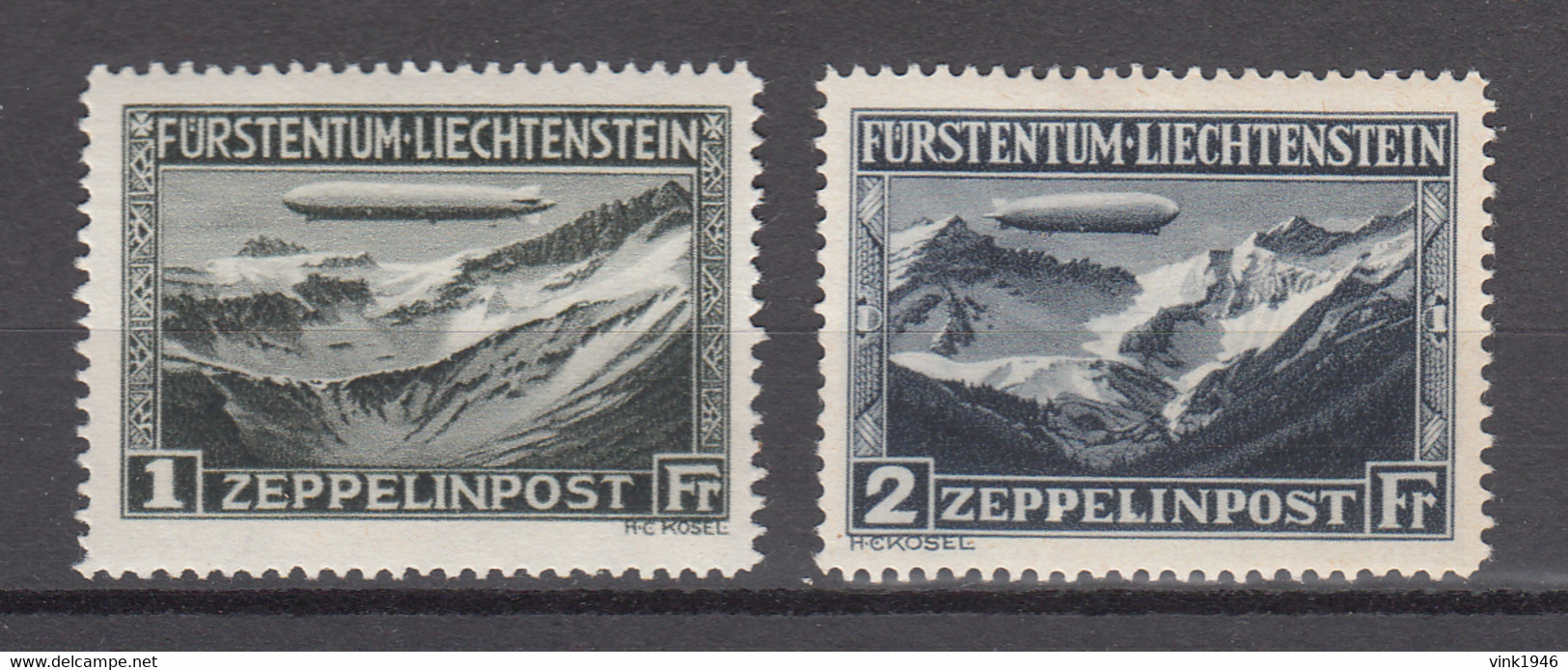 Liechtenstein 1931,2V Set,Mi114/5,zeppelins,zeppeline,zepelines,zeppelin,MLH/Ongebruikt(A3924) - Tripolitania