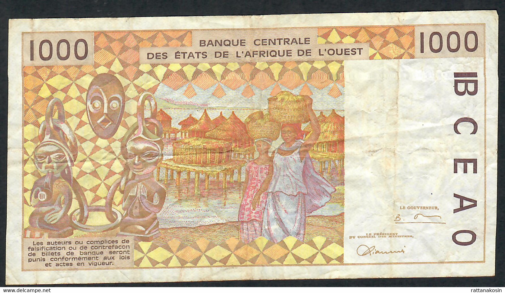 W.A.S. SENEGAL P711Kg 1000 FRANCS (19)97 1997    AVF   NO P.h. - Stati Dell'Africa Occidentale