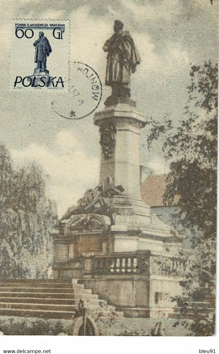 CARTE MAXIMUM POLOGNE 1955 WARSAW STATUES - Maximumkaarten