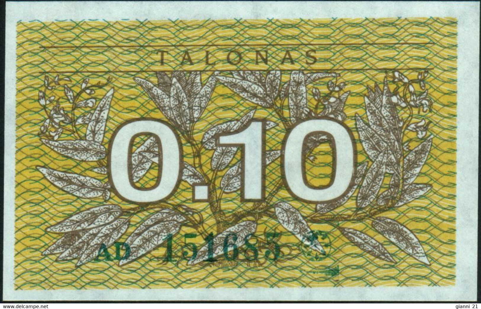 ♛ LITHUANIA - 0,10 Talonas 1991 {Lietuvos Respublika} UNC P.29 A - Litouwen