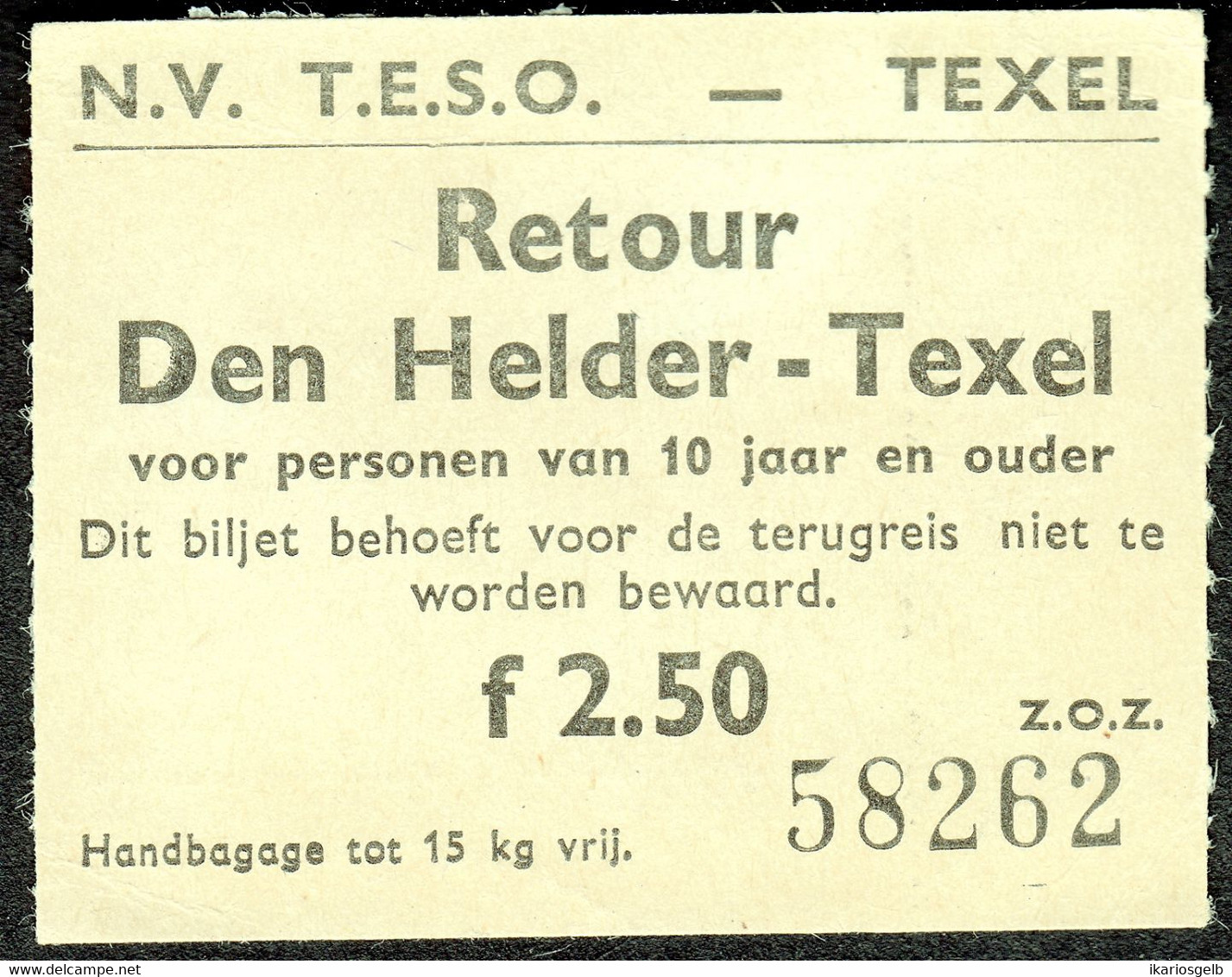Nederlande 1983 Den Helder - Texel Schiff Ship Boat Fahrschein Boleto Biglietto Ticket Billet - Europa