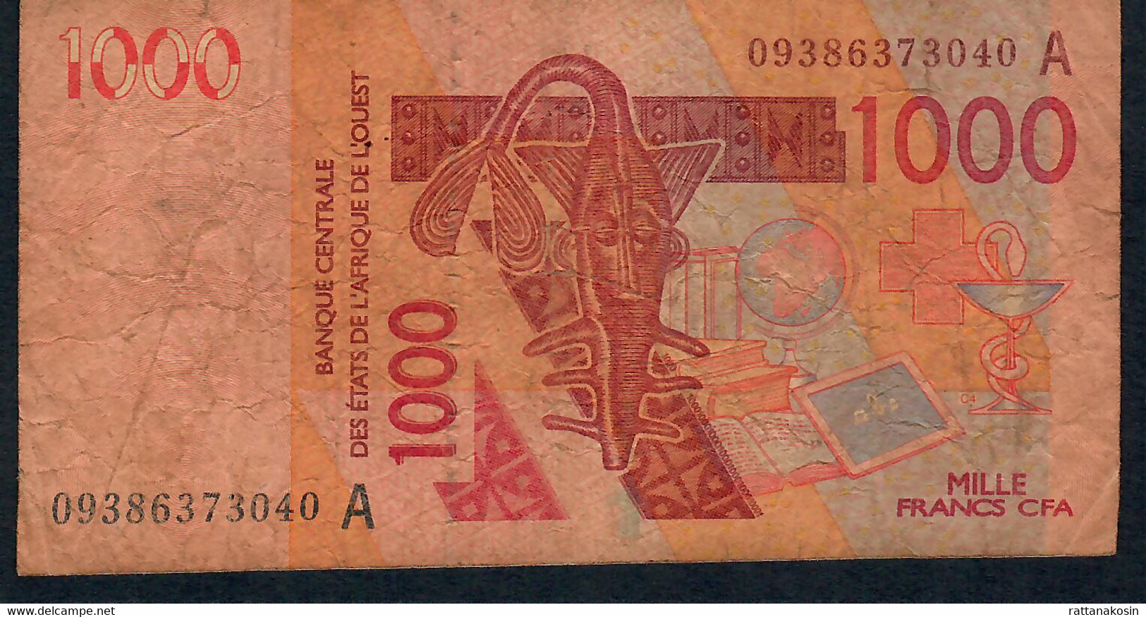 W.A.S. IVORY COAST P115Ah 1000 FRANCS (20)09 2009  RARE DATE FINE NO P.h. - Stati Dell'Africa Occidentale