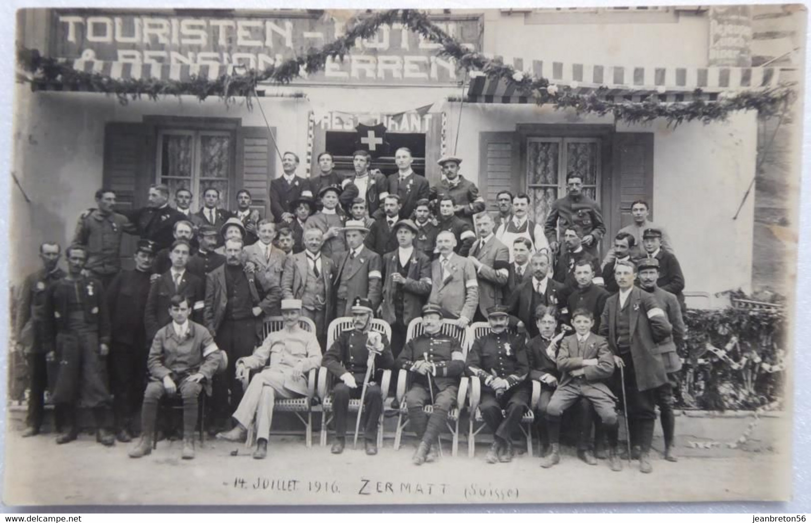 ZERMATT - Touristen-Hotel & Pension Perren - Rare CPA Photo Du 14 Juillet 1916 - Sion