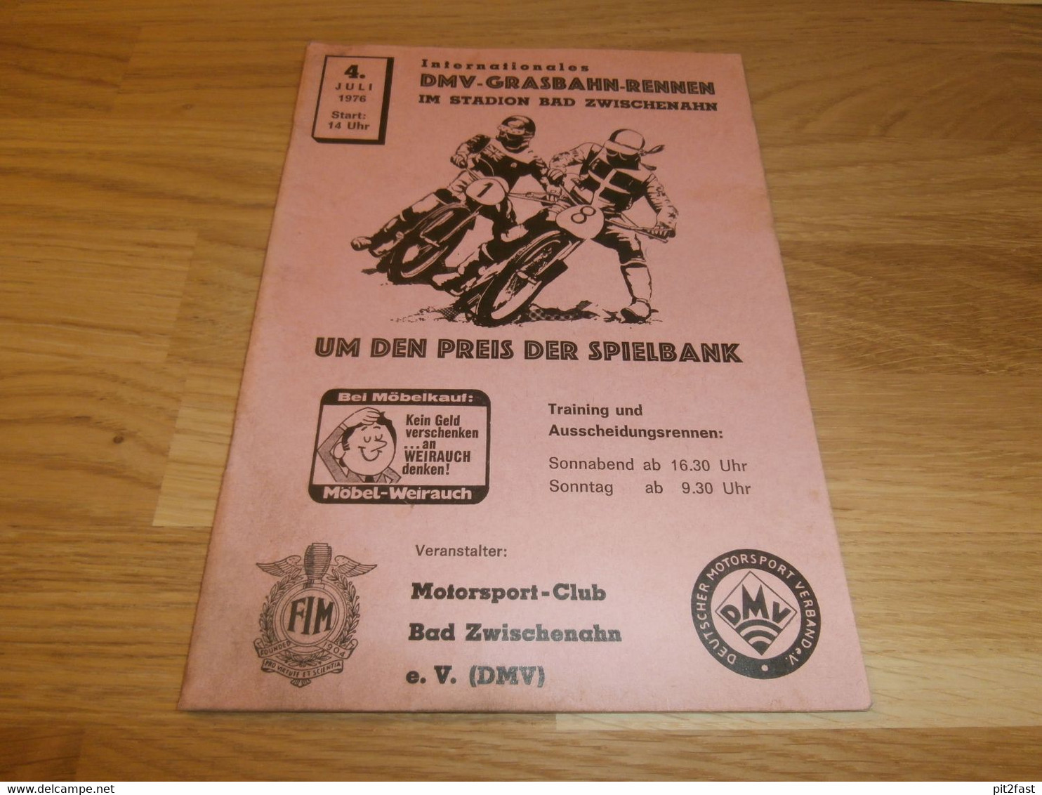 Grasbahnrennen Bad Zwischenahn 4.07.1976 , Speedway , Programmheft / Programm / Rennprogramm !!! - Motos