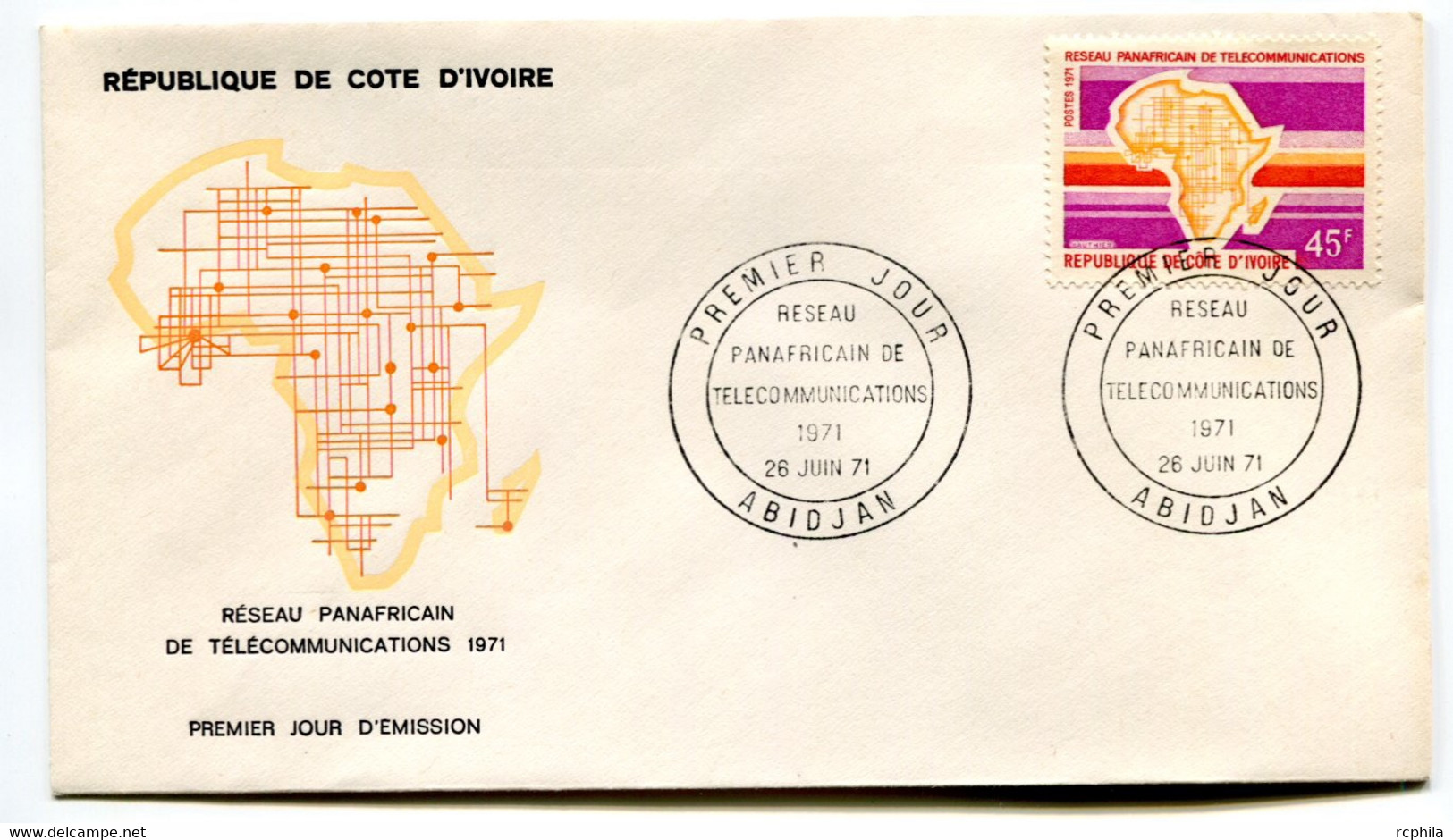 RC 19115 COTE D'IVOIRE N° 319 RESEAU PANAFRICAIN 1971 FDC 1er JOUR - TB - Côte D'Ivoire (1960-...)