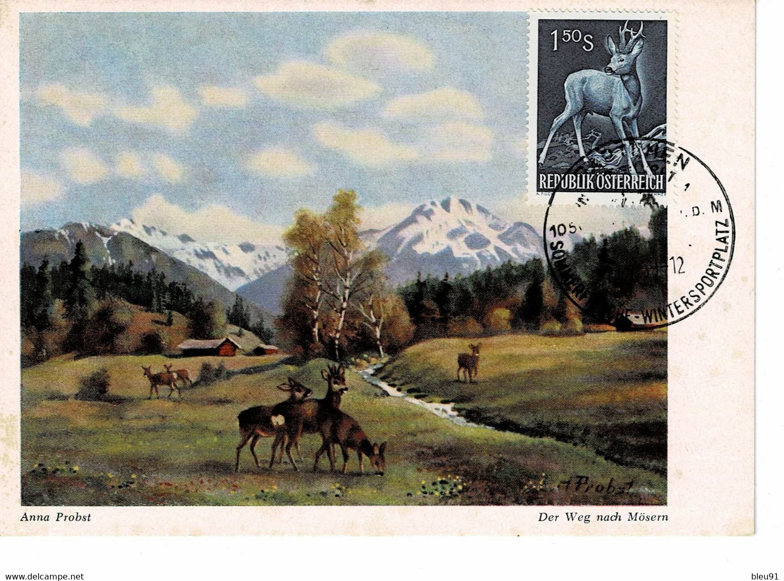 CARTE MAXIMUM AUTRICHE 1959 CHEVREUIL ROE DEER REH - Maximum Cards