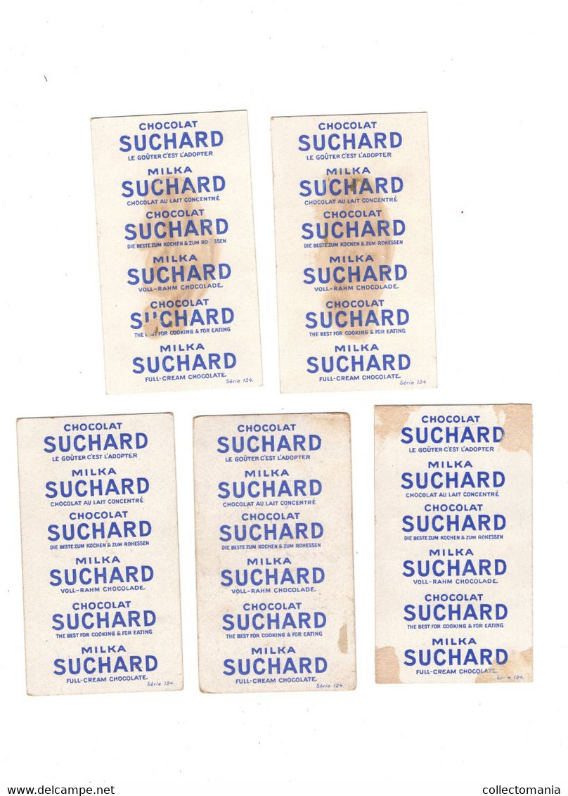 5 Chromo Litho Cards Chocolate SUCHARD Alpinisme Mountaineering  Bergsport Snowstorm Lawine Ice - Suchard