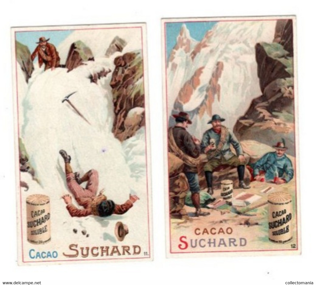 6 Chromo Litho Cards Chocolate SUCHARD Alpinisme Mountaineering  Bergsport Snowstorm Lawine Ice - Suchard