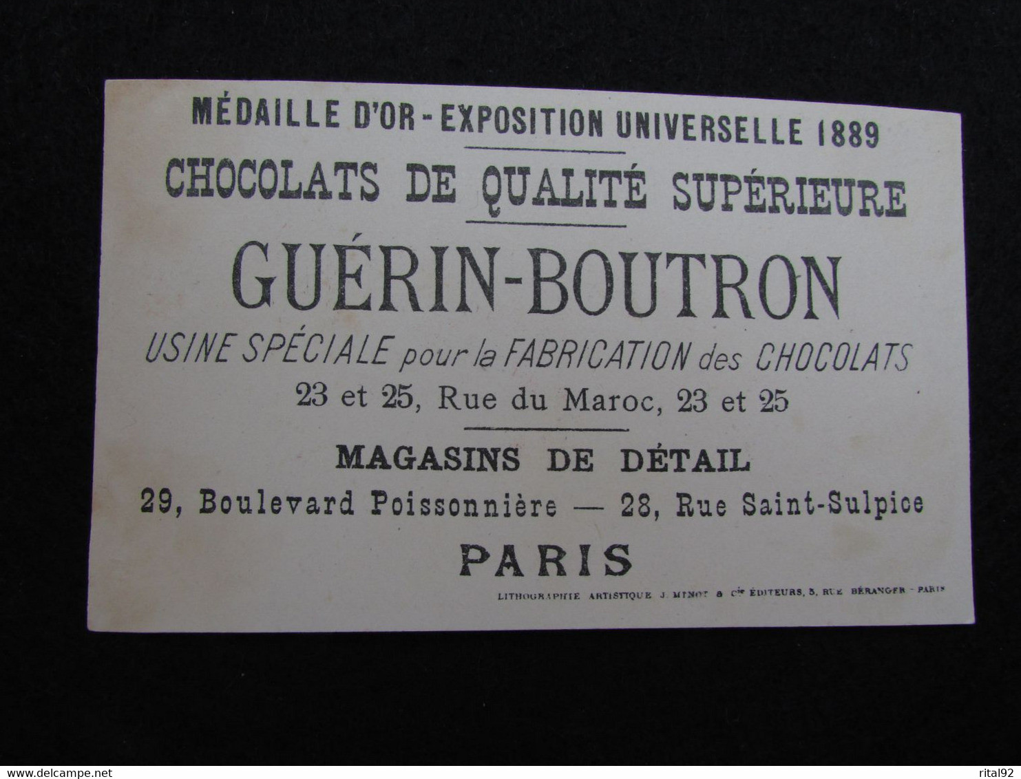 Chromo CHOCOLAT GUERIN-BOUTRON - Guerin Boutron