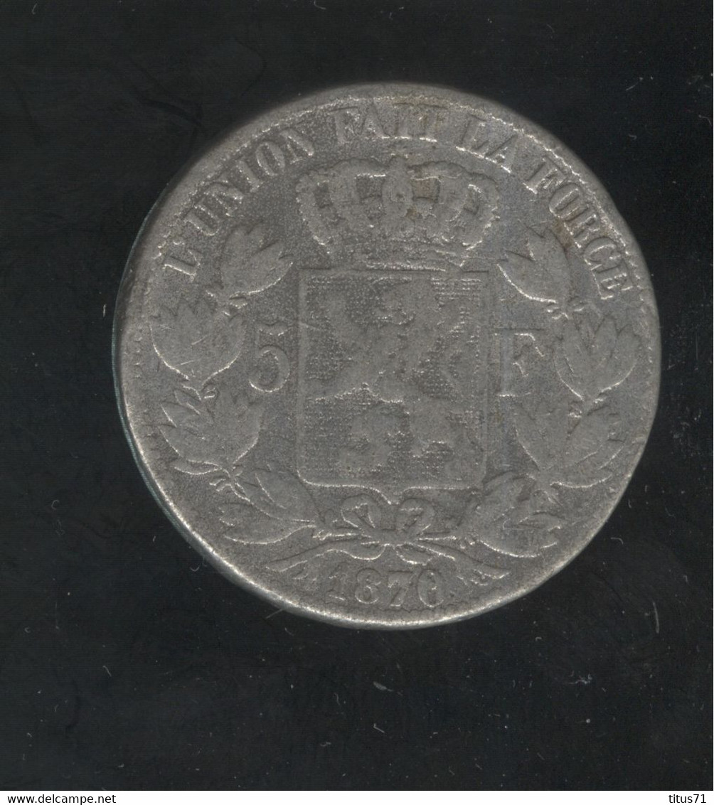 Fausse 5 Francs Belgique 1870 - Tranche Lisse - Exonumia - 5 Francs