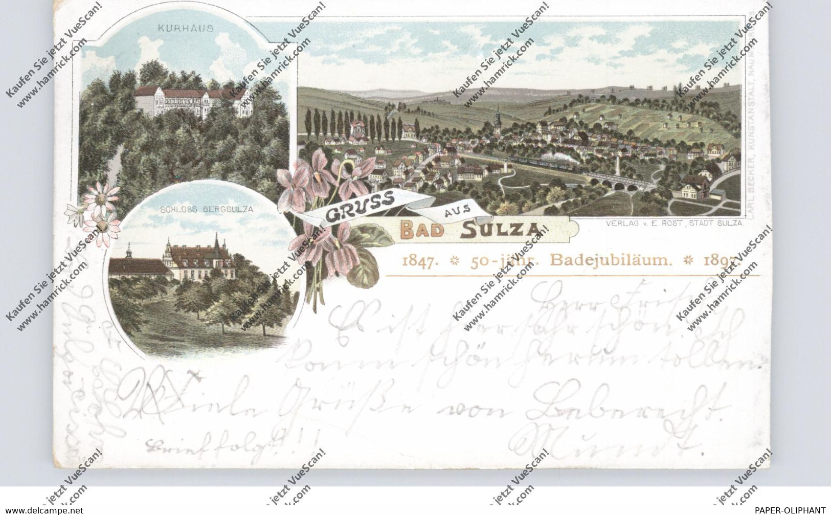 0-5322 BAD SULZA, Lithographie 1897, 50 Jähriges Badejubiläum - Bad Sulza