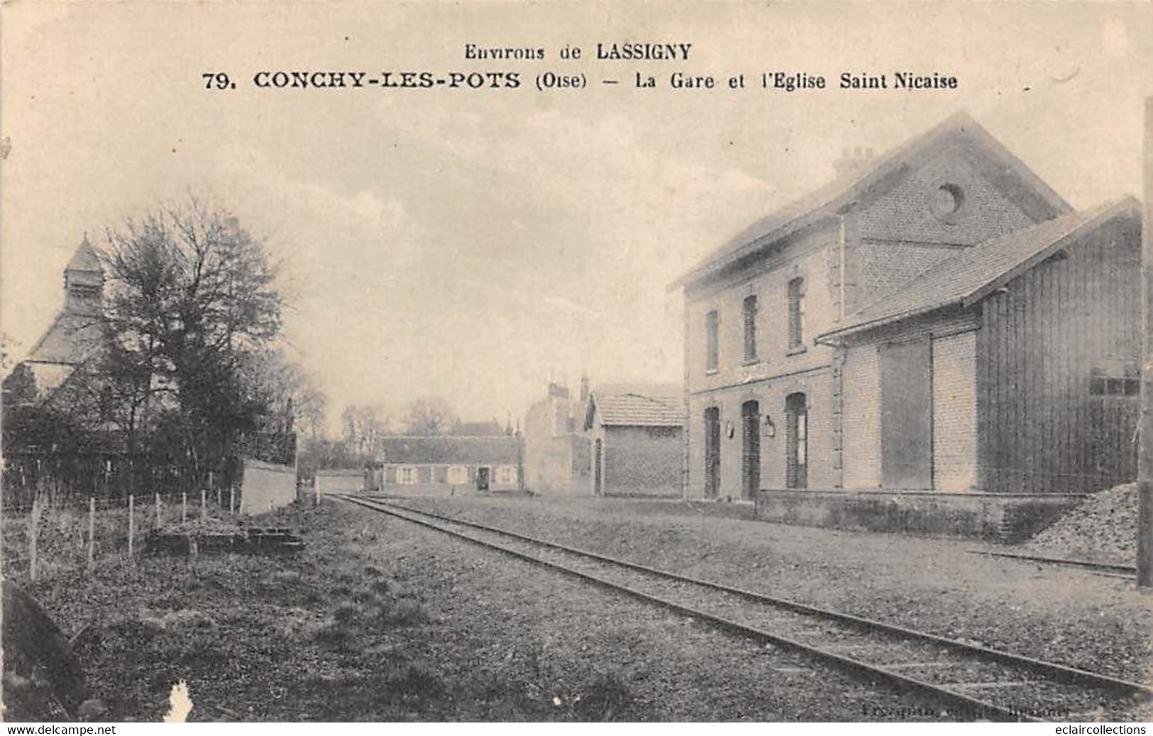 Conchy Les Pots        60        Intérieur De La Gare Et L'église Saint Nicaise      (voir Scan) - Other & Unclassified