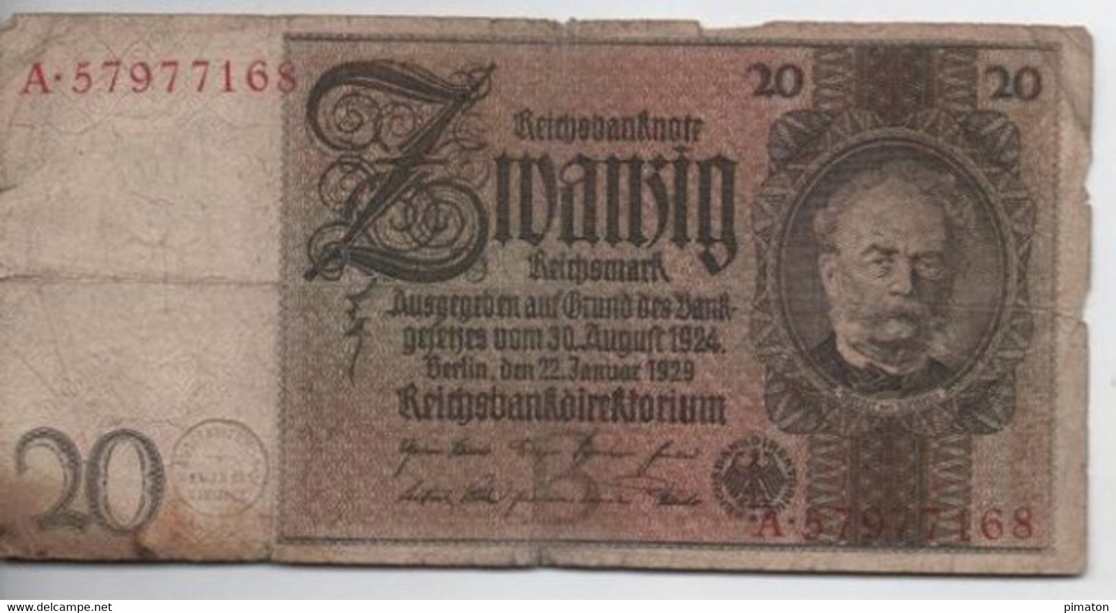 Billet Allemand - 20 Mark - Other & Unclassified