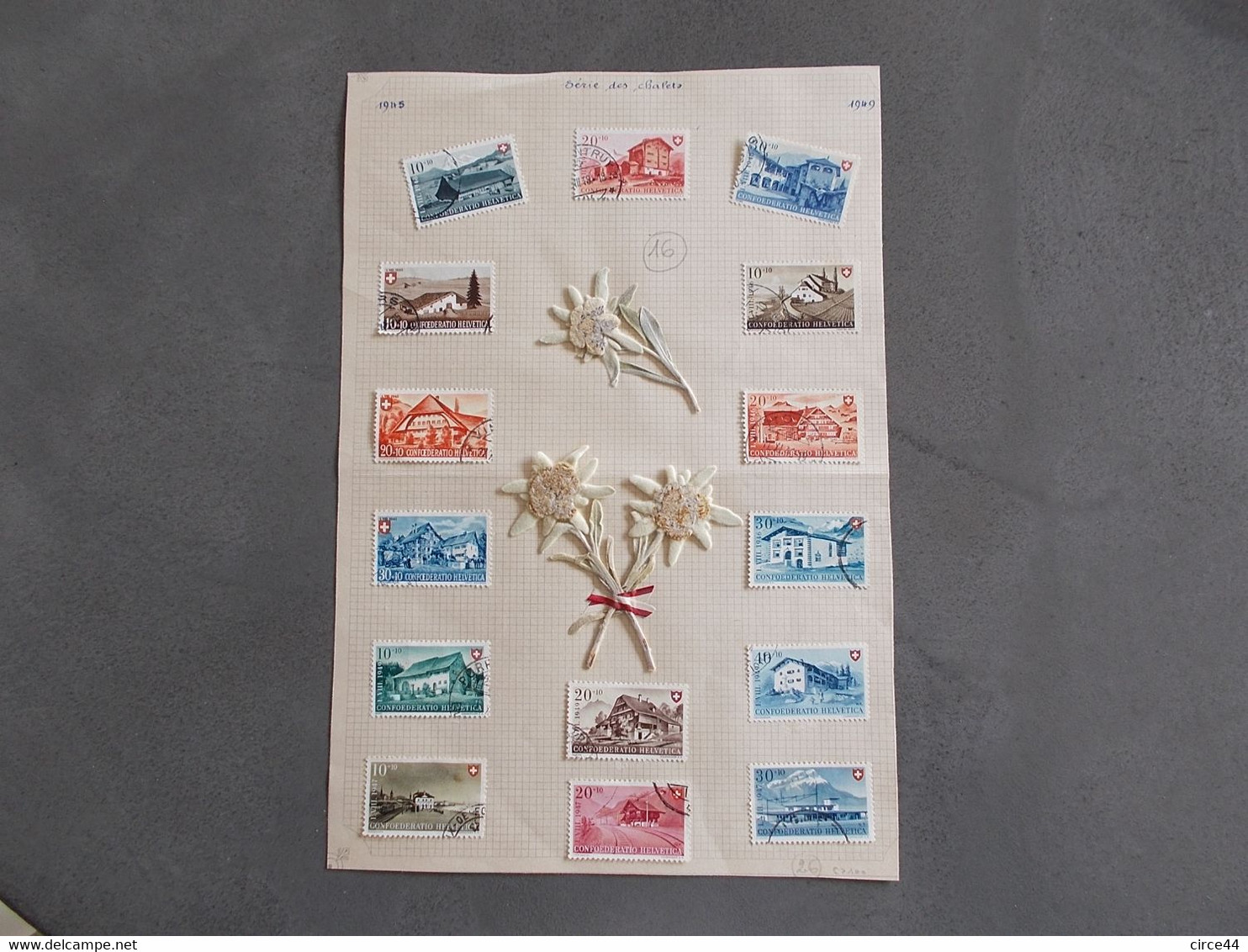 TIMBRE SUISSE.LOT.SERIE DES CHALETS.1945/49.AVEC FLEURS SECHEES. - Sonstige & Ohne Zuordnung