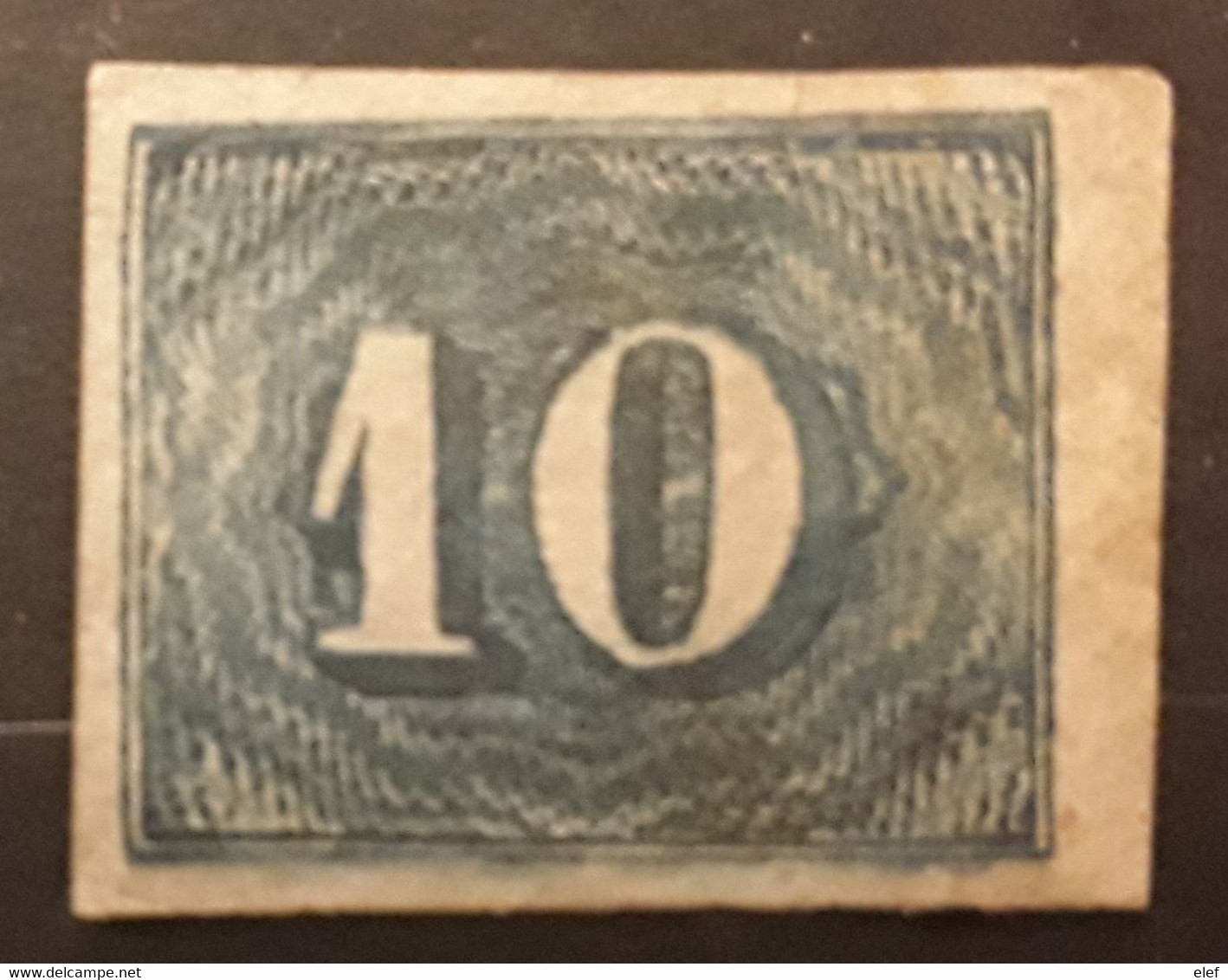 BRASIL BRAZIL BRESIL 1854 ,Petits Chiffres Yvert No 19 A, 10 R Bleu Non Dentele Imperforate Neuf  (*)  TB Cote 15 Euros - Unused Stamps