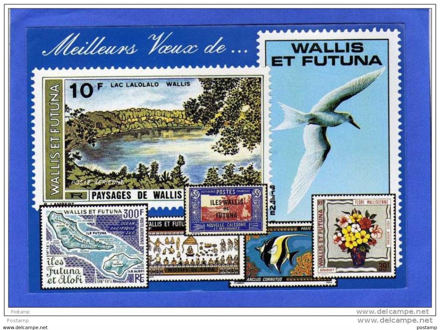 CARTE POSTALE -illustrée  Timbres Poste- Oblit Meilleurs Voeux De Wallis Cad Mata Utu 1991-offerte Par Timbroscopie - Lettres & Documents