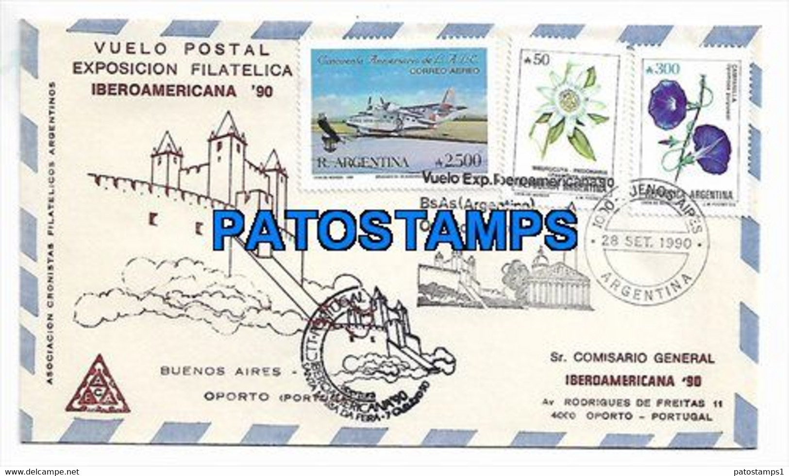 147214 ARGENTINA BUENOS AIRES COVER CANCEL AVIATION VUELO EXPRESS PORTUGAL YEAR 1990 NO POSTAL POSTCARD - Lettres & Documents