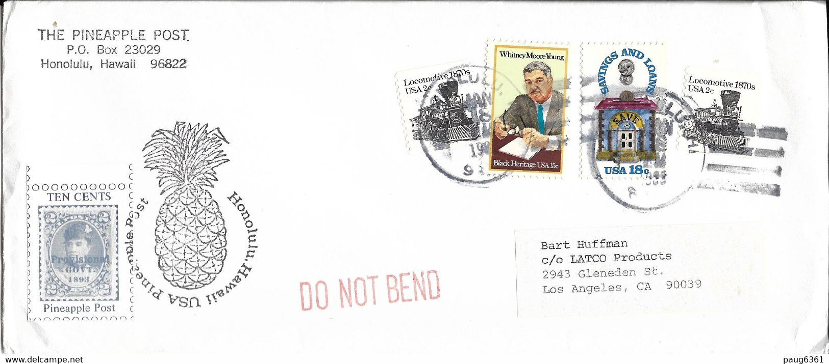 HAWAI-PINEAPPLE POST ENVELOPPE ACEC CACHET ANANAS - Hawaii