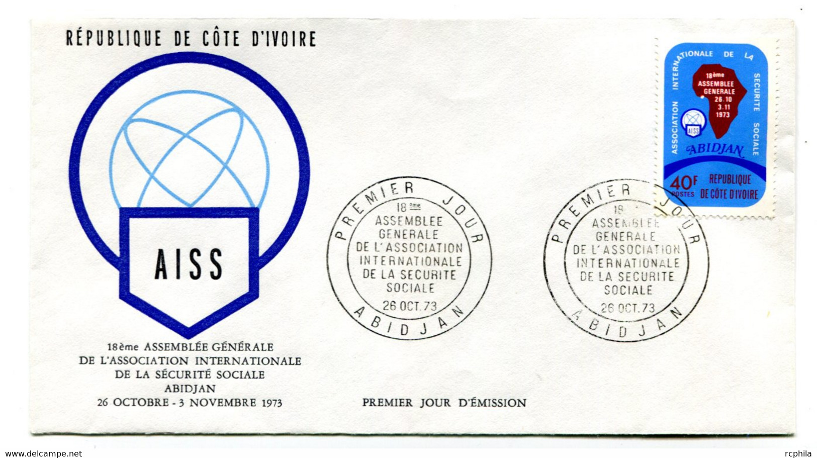 RC 19152 COTE D'IVOIRE N° 364 SECURITÉ SOCIALE 1973 FDC 1er JOUR - TB - Costa D'Avorio (1960-...)