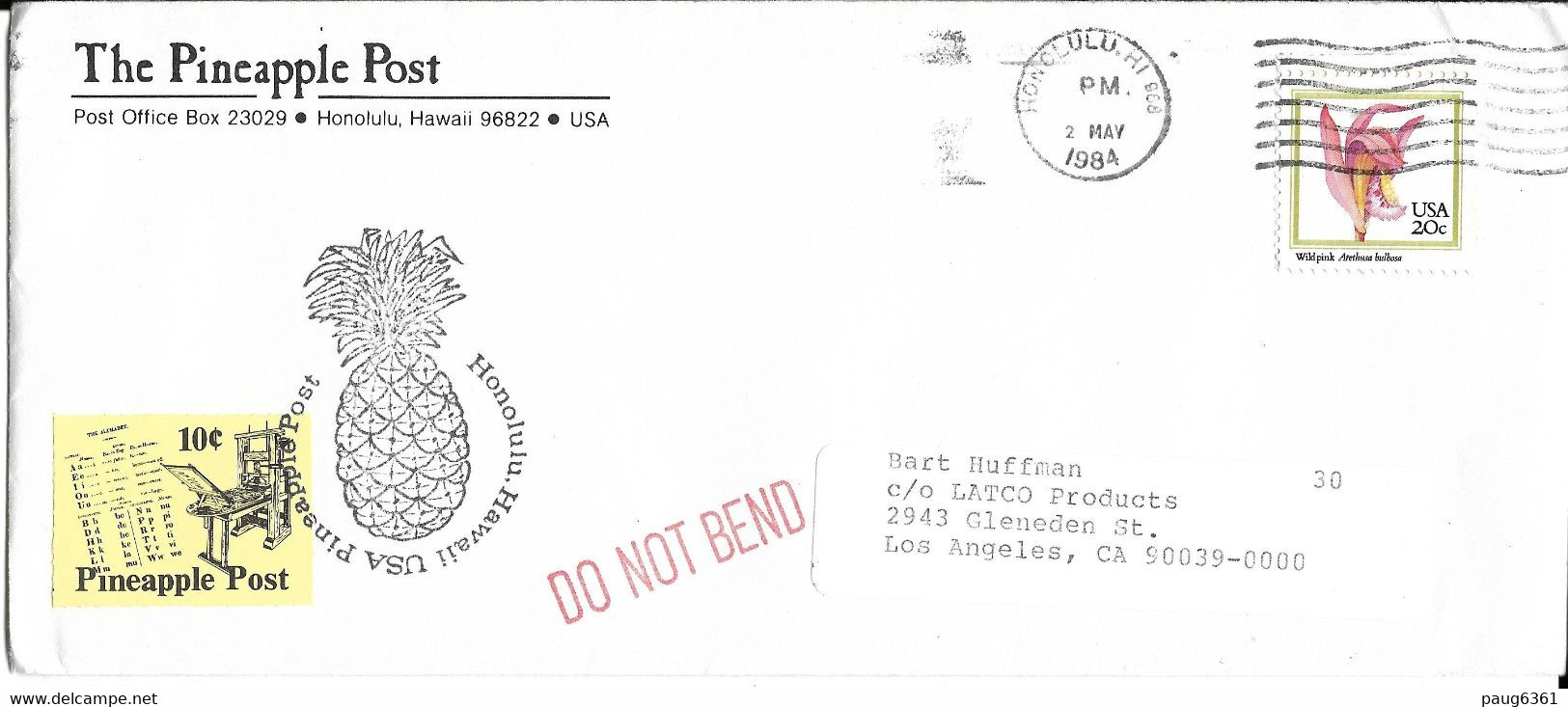 HAWAI-PINEAPPLE POST ENVELOPPE ACEC CACHET ANANAS - Hawaii