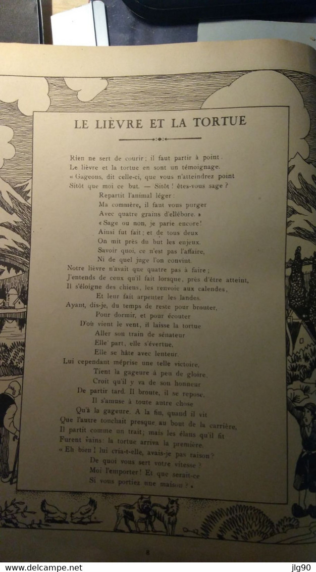 36 fables de La FONTAINE Ed. Gordinne LIEGE 1940, papier standard, glacé, Illustrations monochromes et couleurs